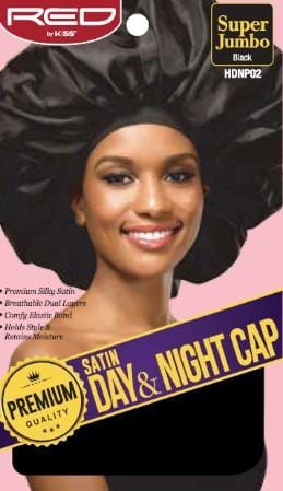 RED BY KISS SATIN DAY AND NIGHT CAP BLACK JUMBO HDNP02