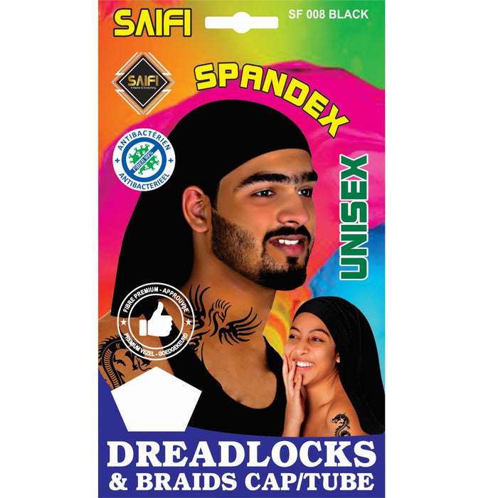 Saifi Black Spandex Unisex Dreadlocks&Braids Cap Tube