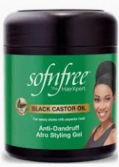 Sof n'free Black Castor Oil Anti-Dandruff Braid Afro Styling Gel Black 500 ml