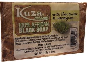 African Black Soap - Kuza Naturals Lemongras 100% African Black Soap 114g