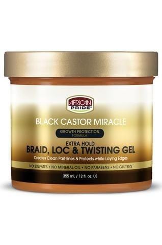 African Pride Black Castor Miracle Braid, Loc and Twisting Gel 227 ml