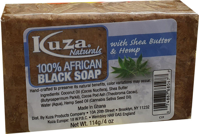 African Black Soap - Kuza Naturals African Soap Black Soap Shea Butter and Hemp 114 g